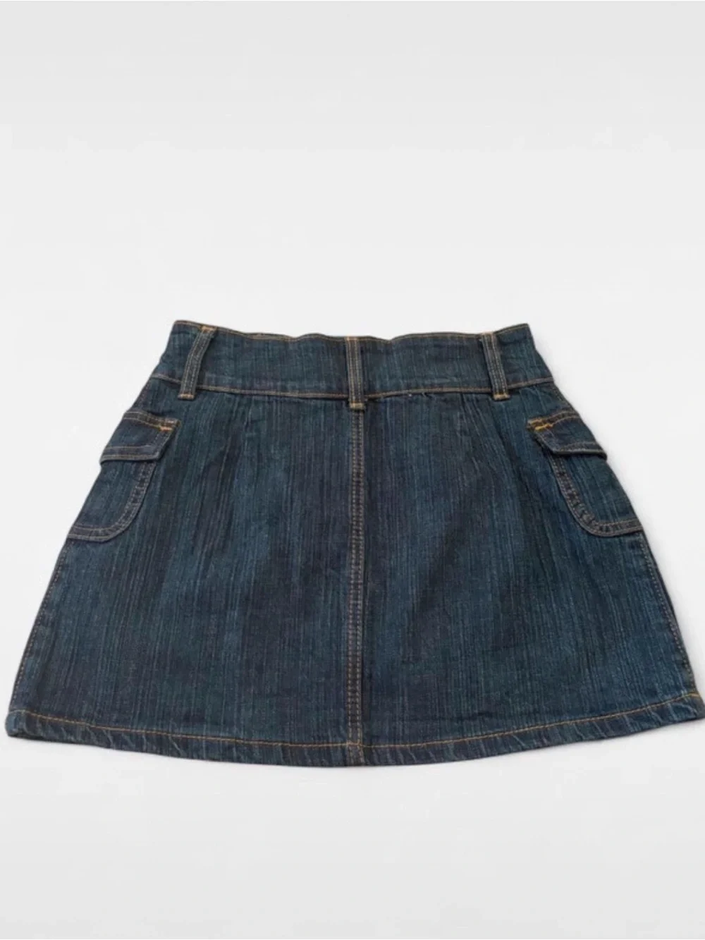 PacSun Dark Indigo Denim Mini Skirt with Flap Pockets